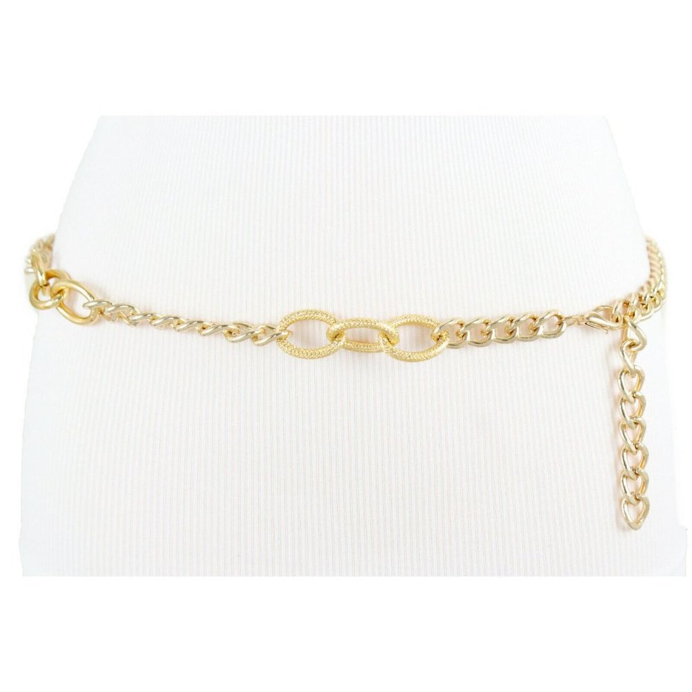 Women High Waist Hip Sexy Trendy Belt Gold Metal Chain Chunky Links Plus XL XXL